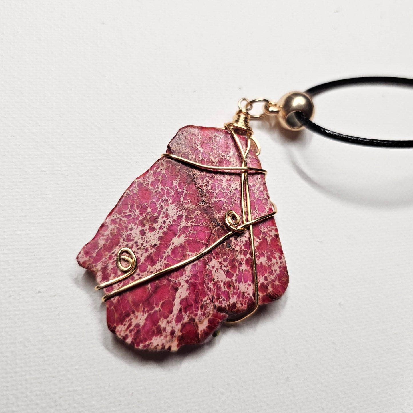 Hand Wire-Wrapped Red Jasper Pendant Necklace