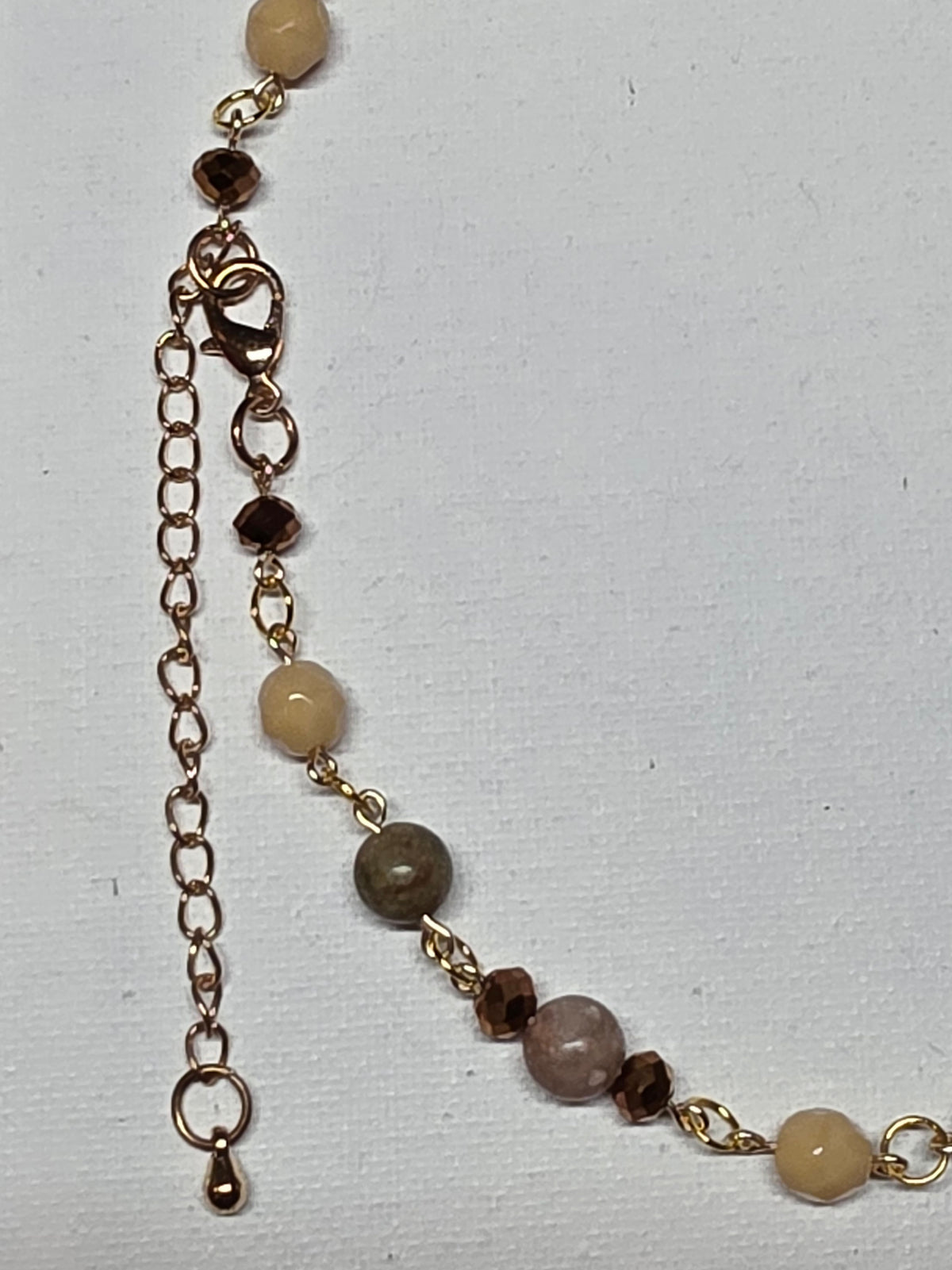 Sage Green, Cream, and Copper Pendant Necklace