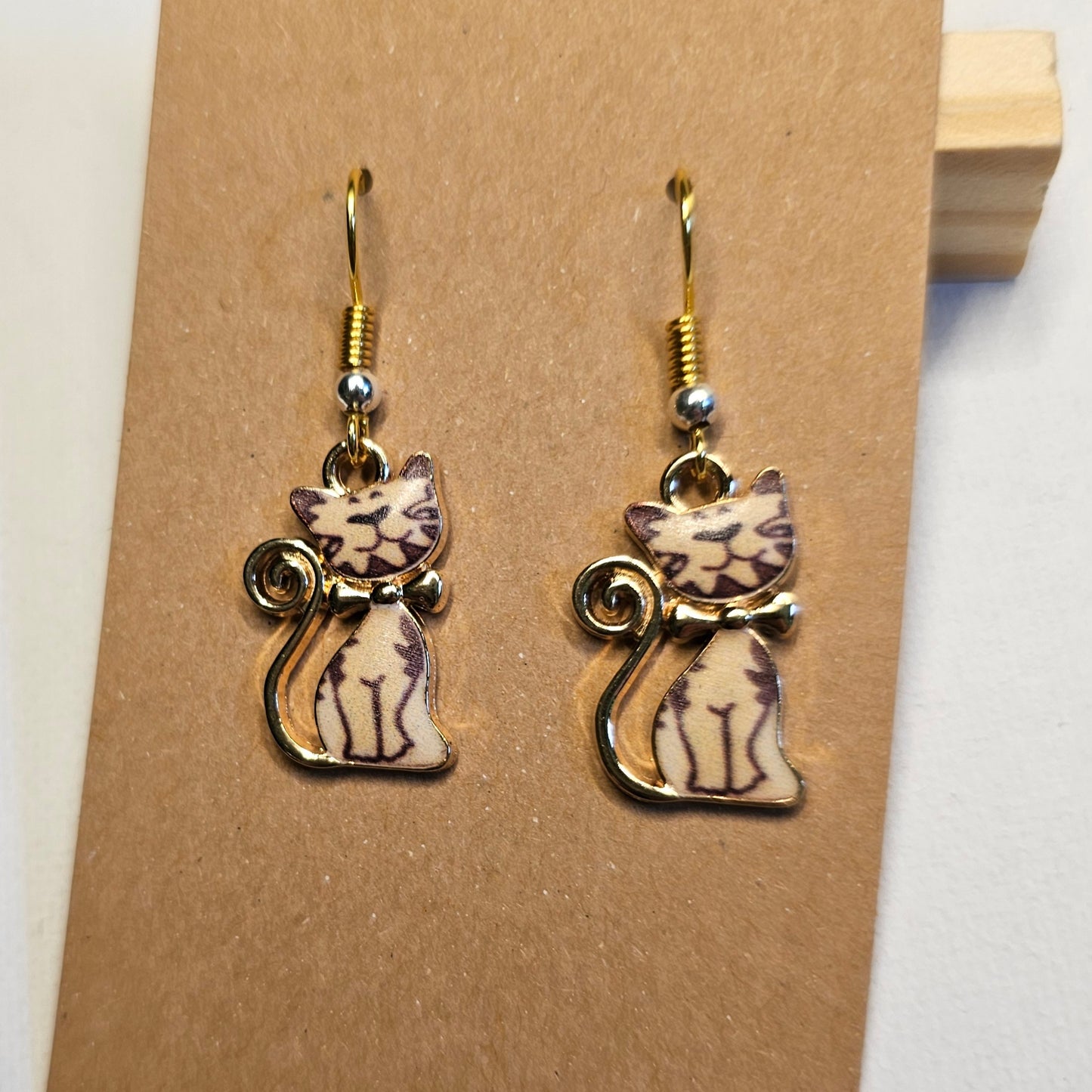 Tiger Golden Tail Fancy Cat Earrings