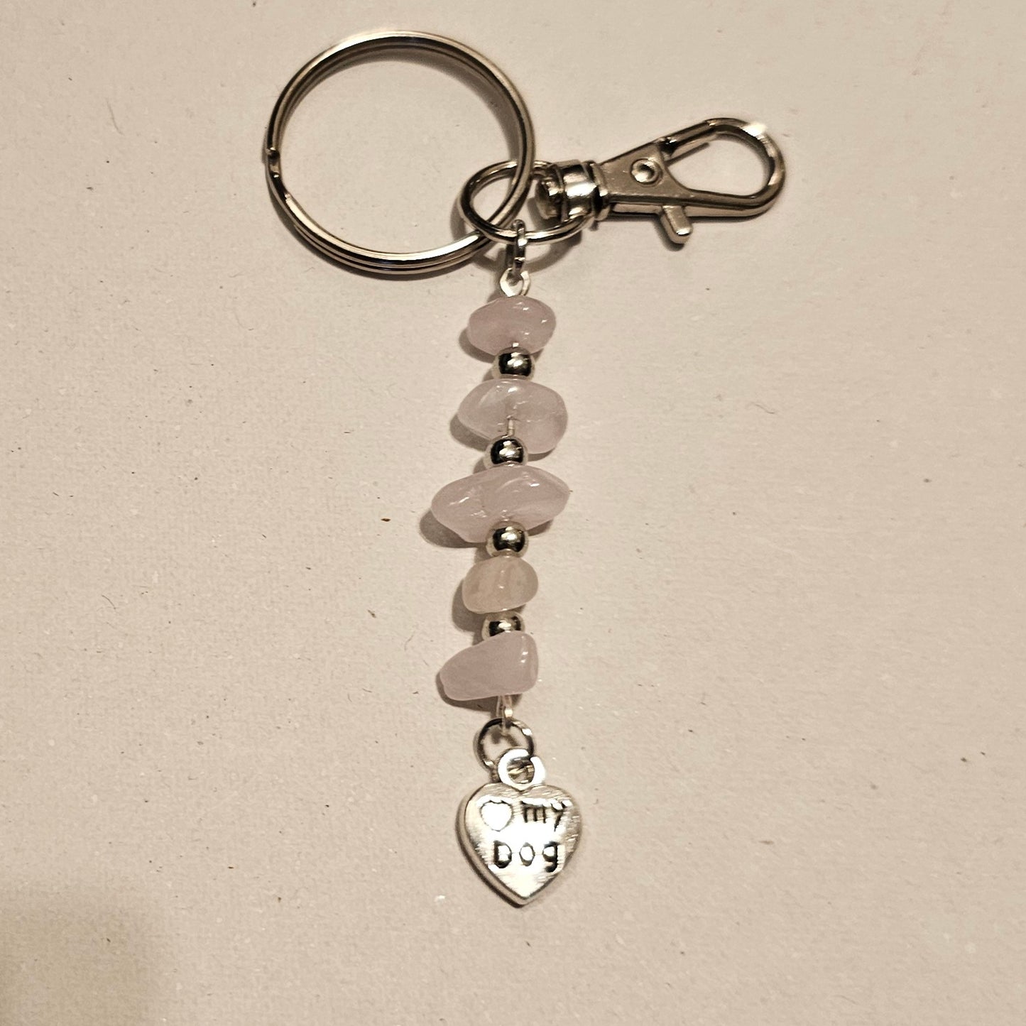 Pink Stone Chip Dog Paw Keychain