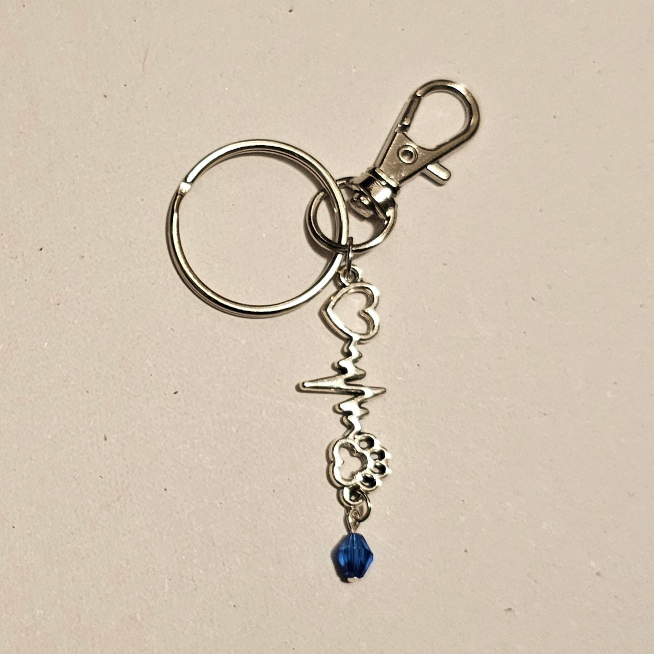 Blue Beaded My Pet Is The Beat Of My Heart Keychain