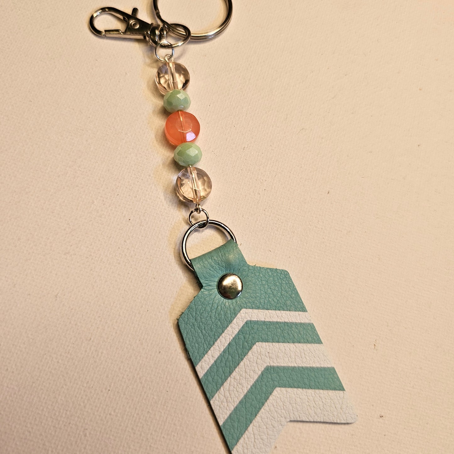 Teal and Coral Keychain