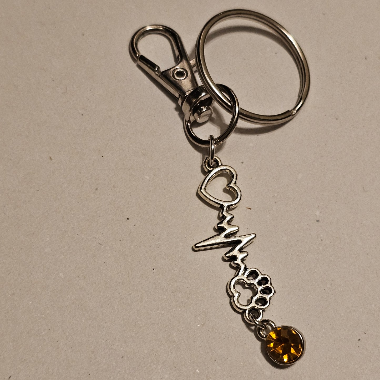 Golden Jeweled My Pet Is The Beat Of My Heart Keychain