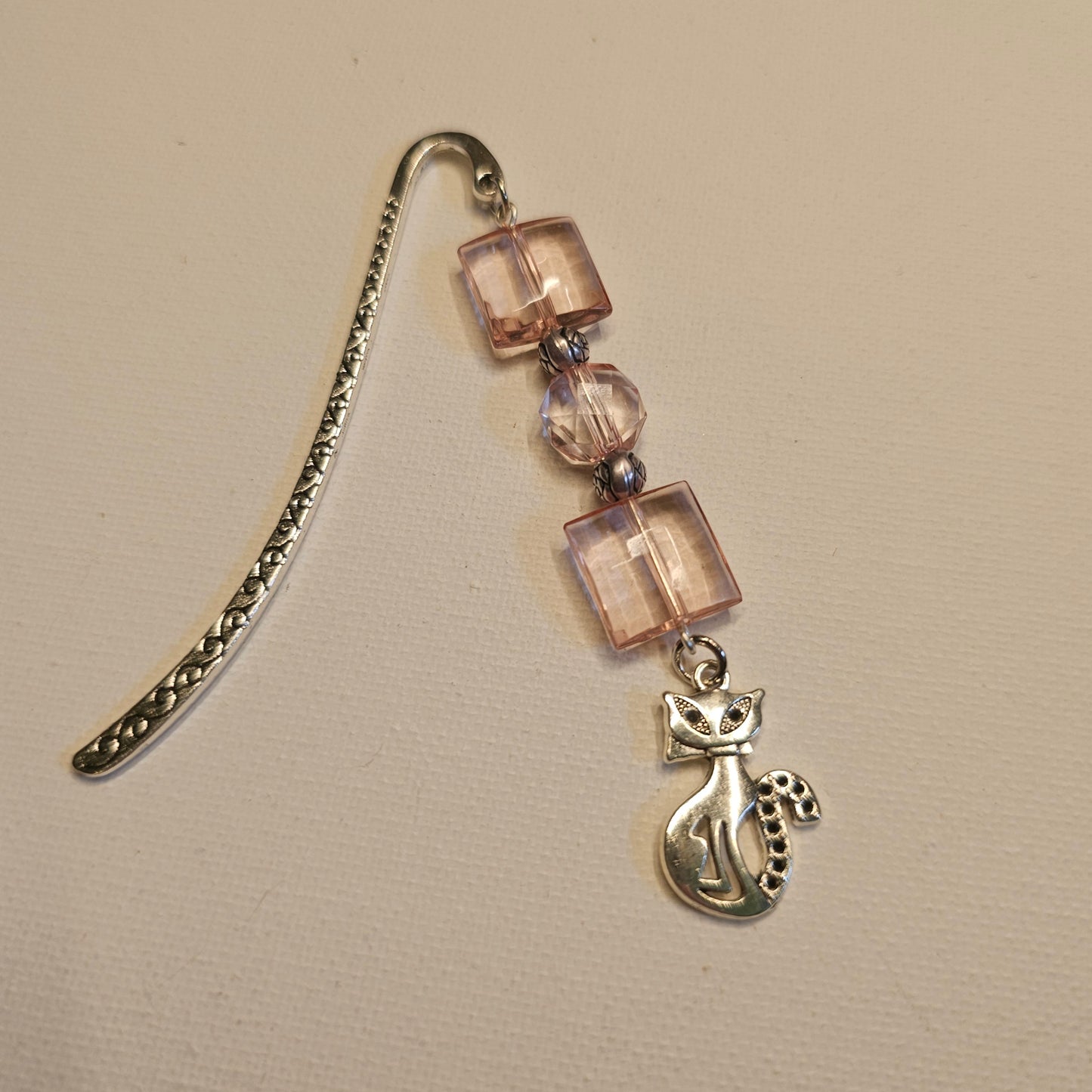 Pink and Silver Fancy Cat Bookmark