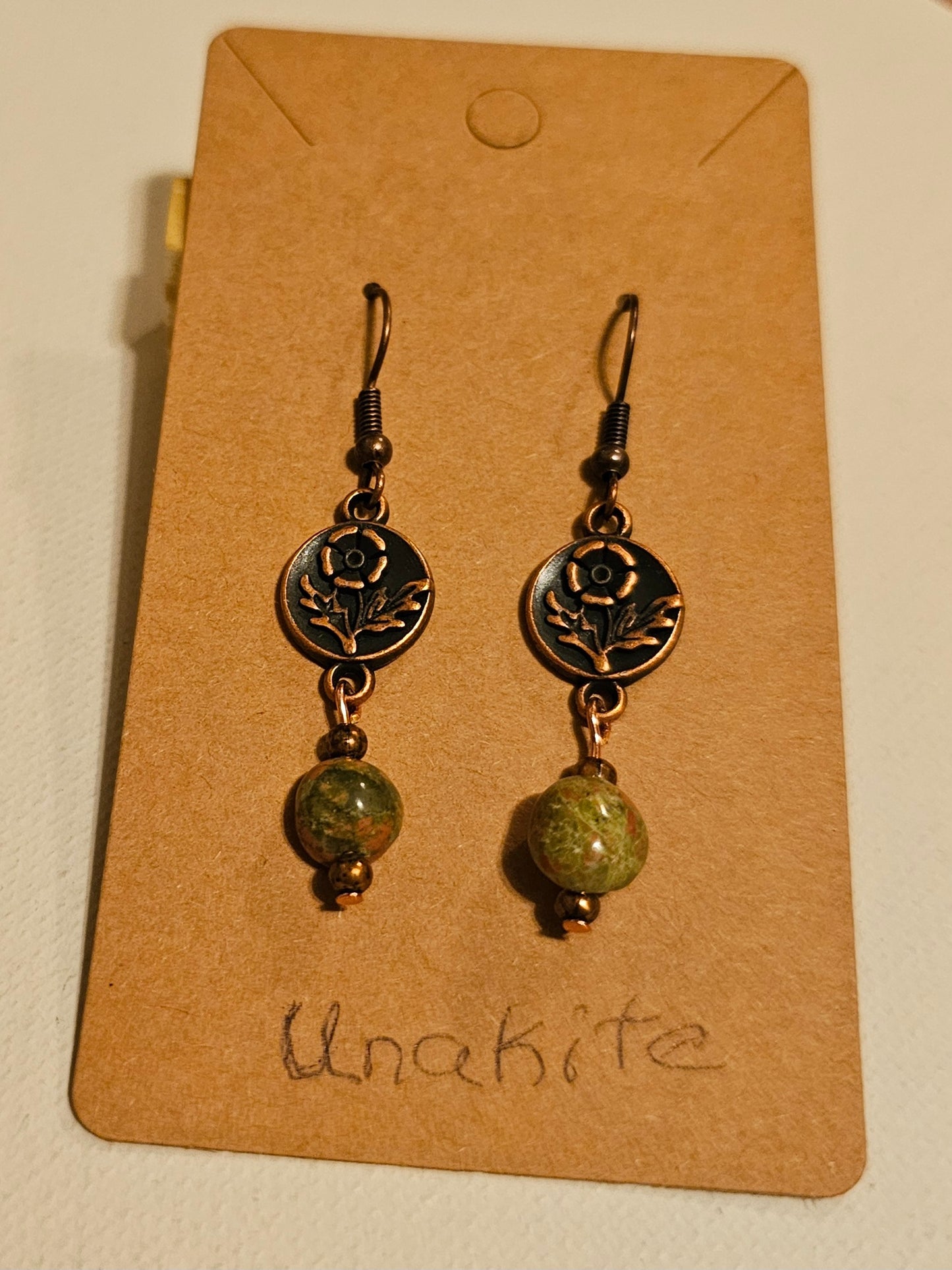 Unakite Flower Earrings
