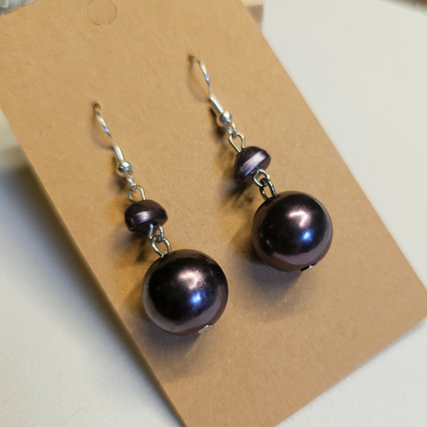 Purple Metallic Dangle Earrings 1