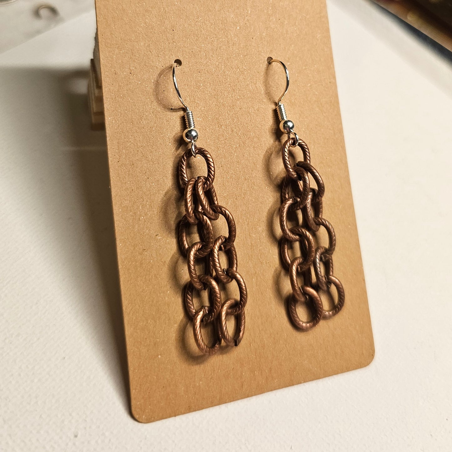 Textured Oval Chain Earrings