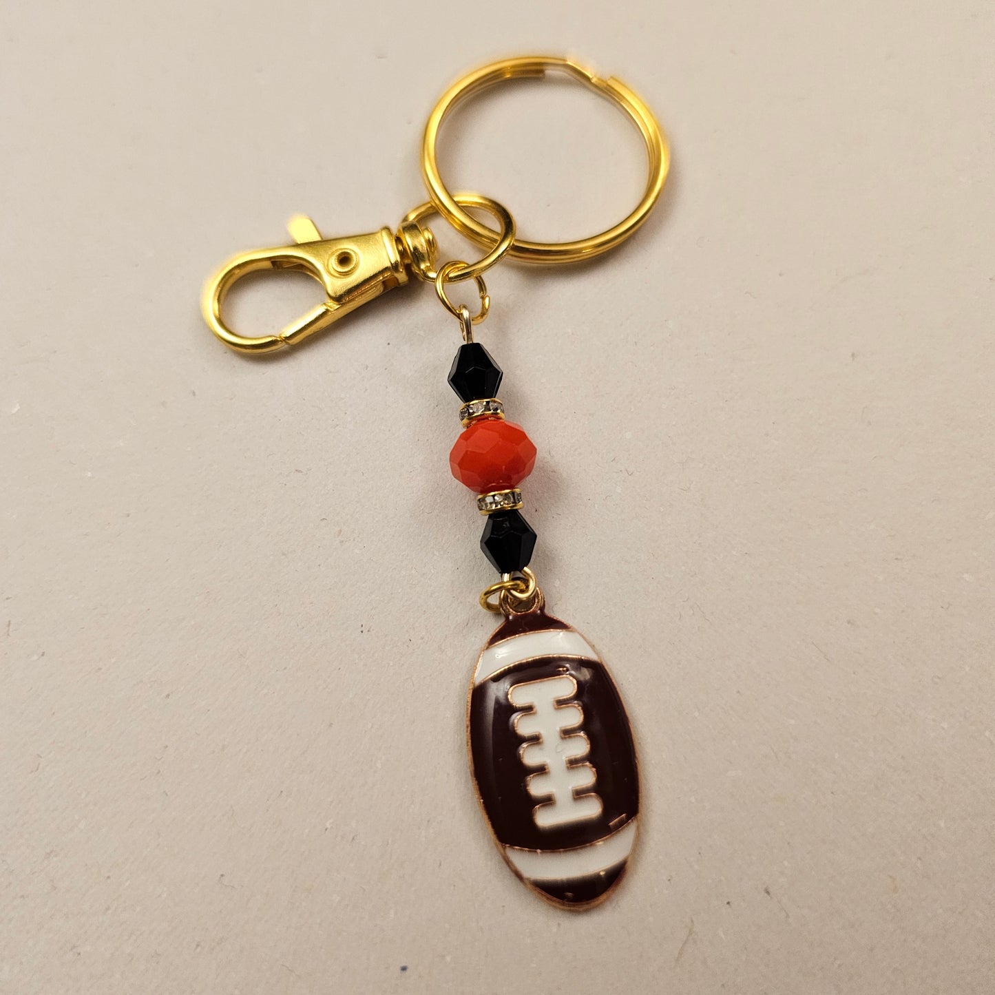 Orange and Black Football Keychain 2