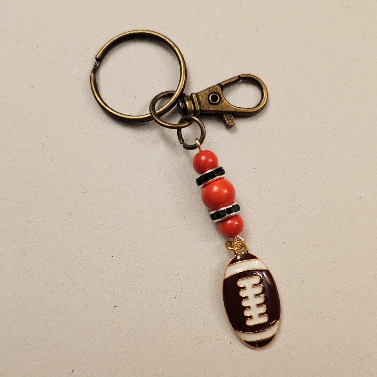 Orange and Black Football Keychain