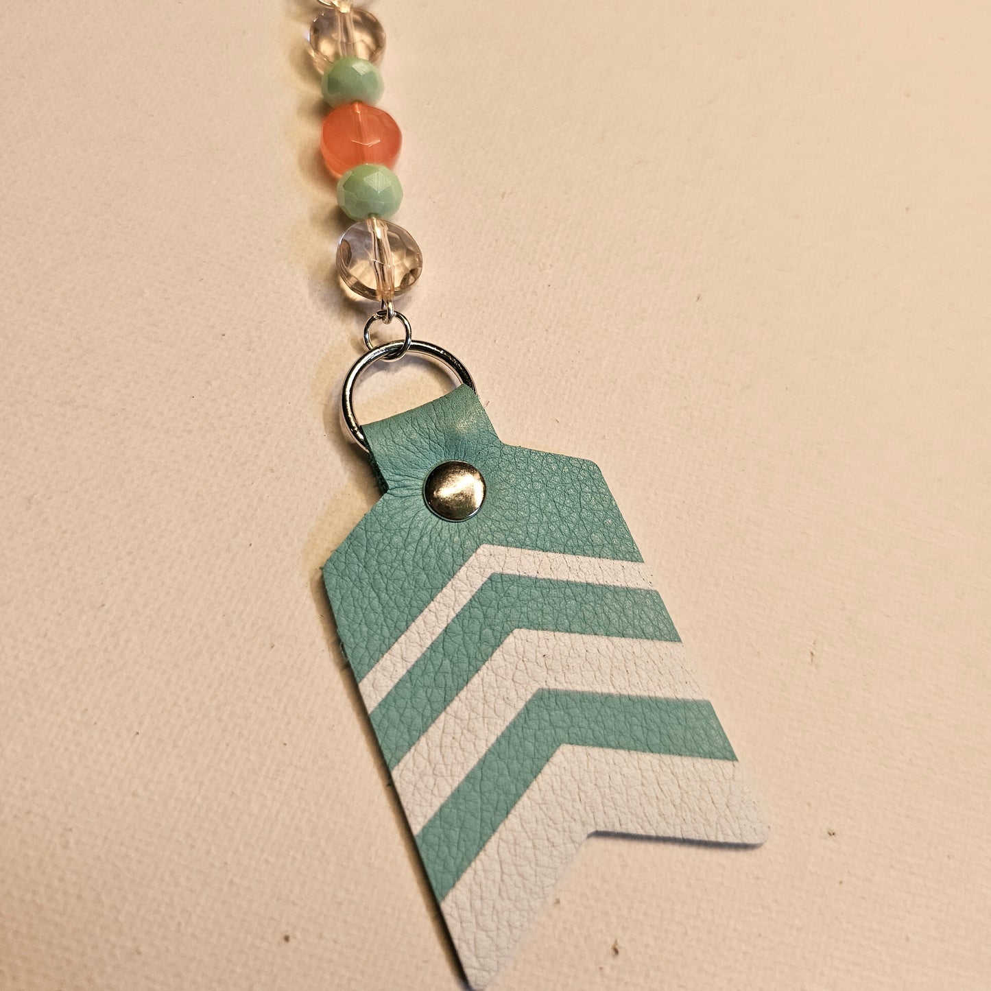 Teal and Coral Keychain
