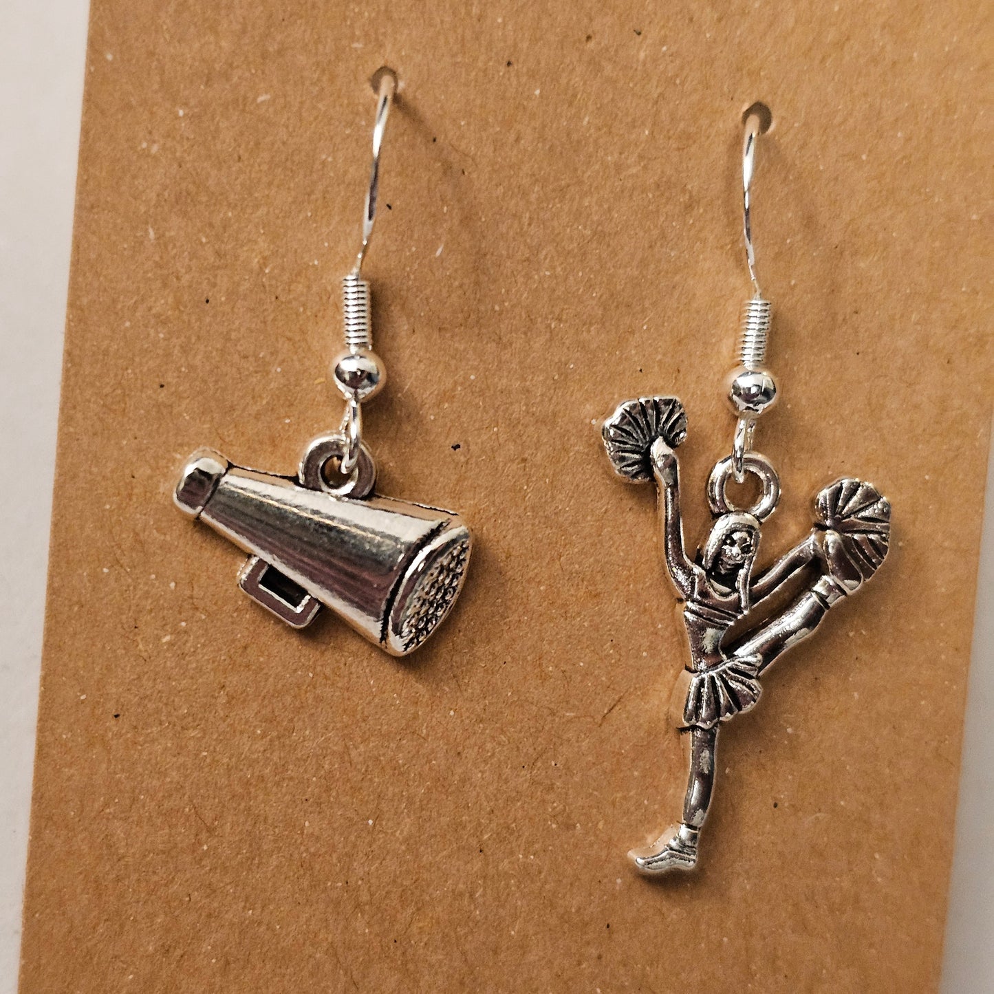 Asymmetrical Silvery Megaphone and Cheerleader Earrings 2