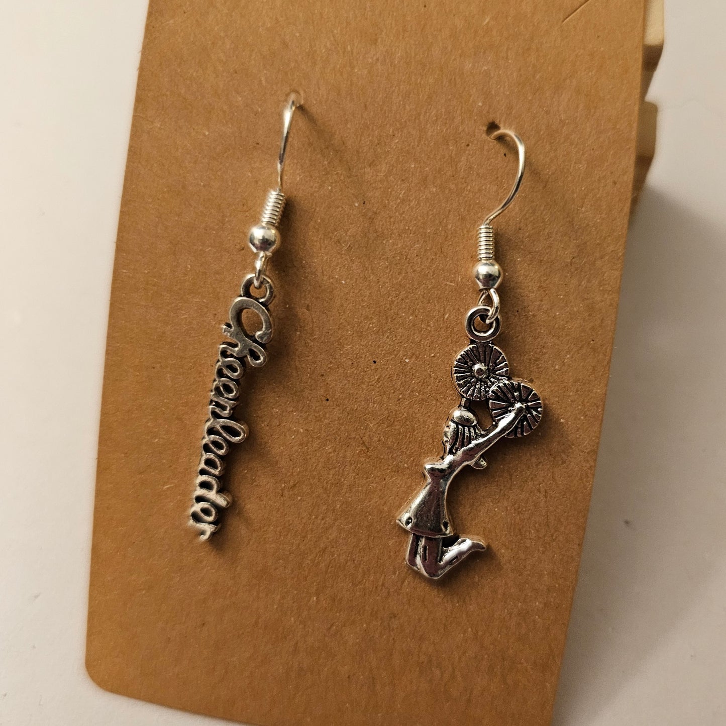 Asymmetrical Silvery Cheerleader Earrings