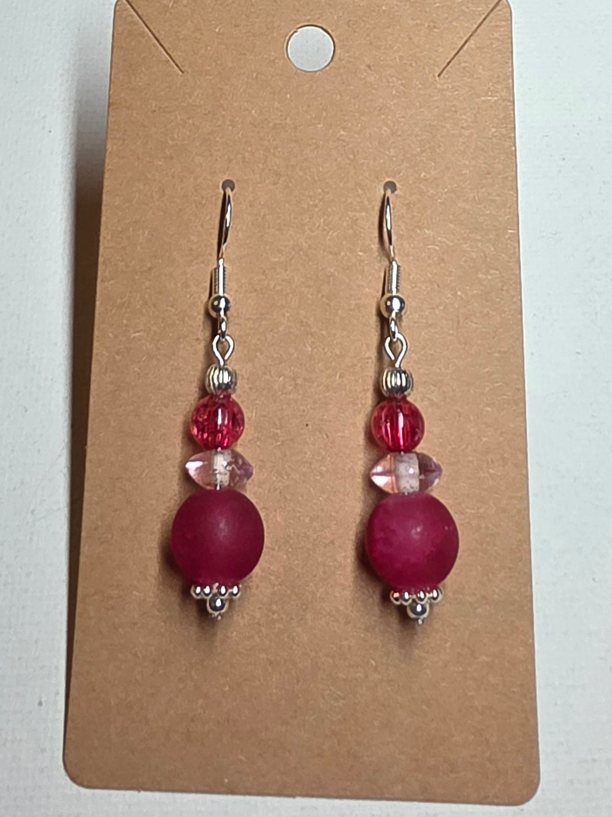 Magenta, Pink, and Silver Earrings