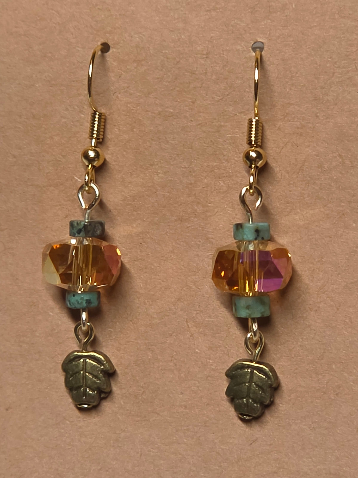 Leafy Orange and Turquoise Earrings