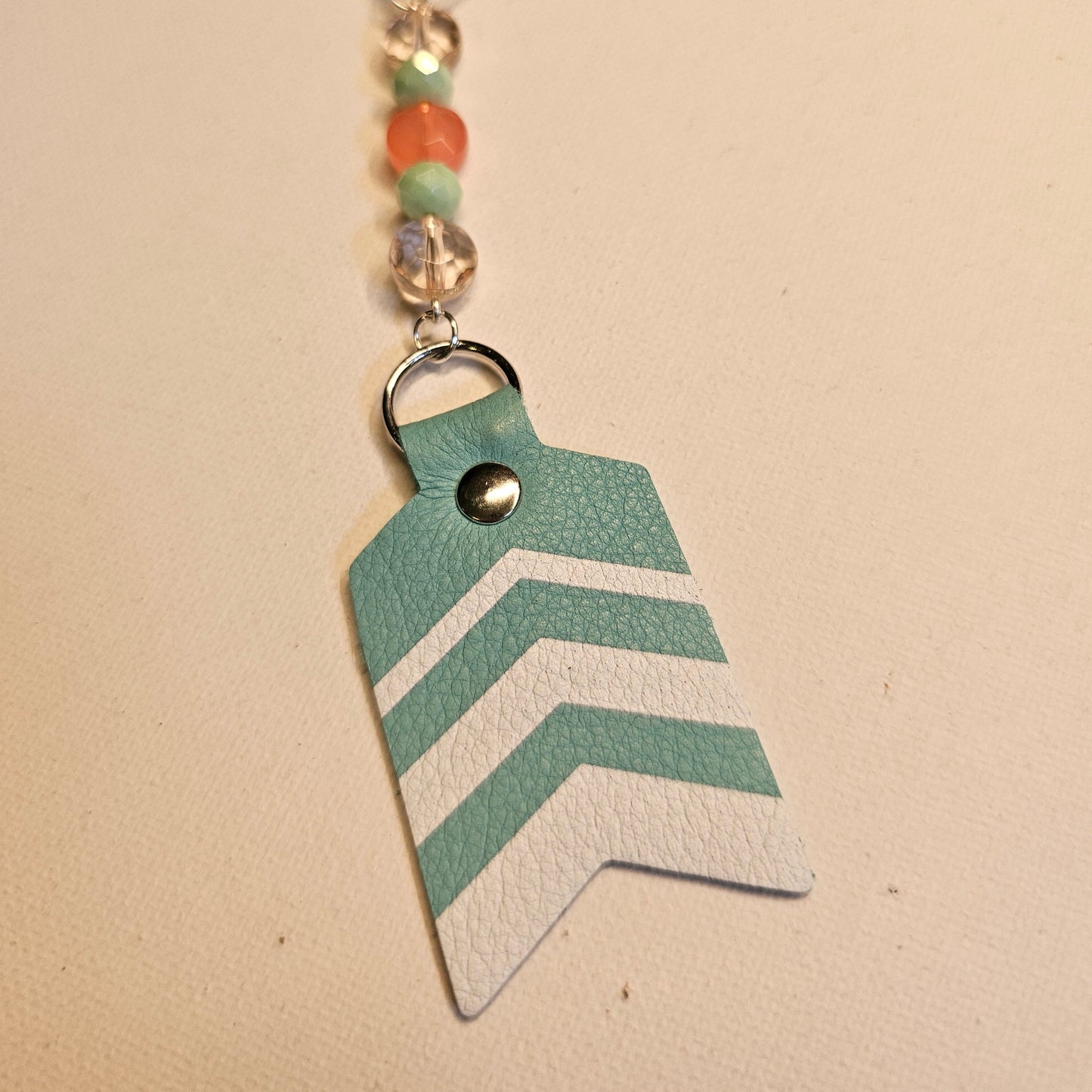 Teal and Coral Keychain