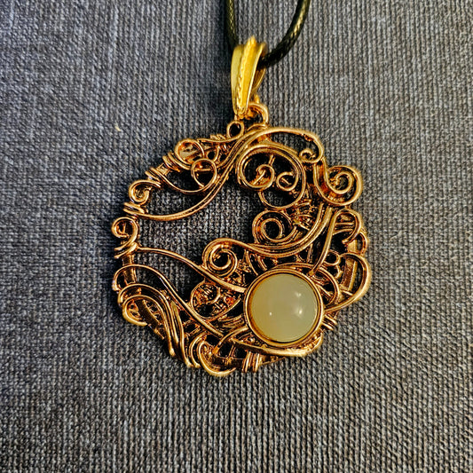 Copper and Moonstone Look Pendant Necklace