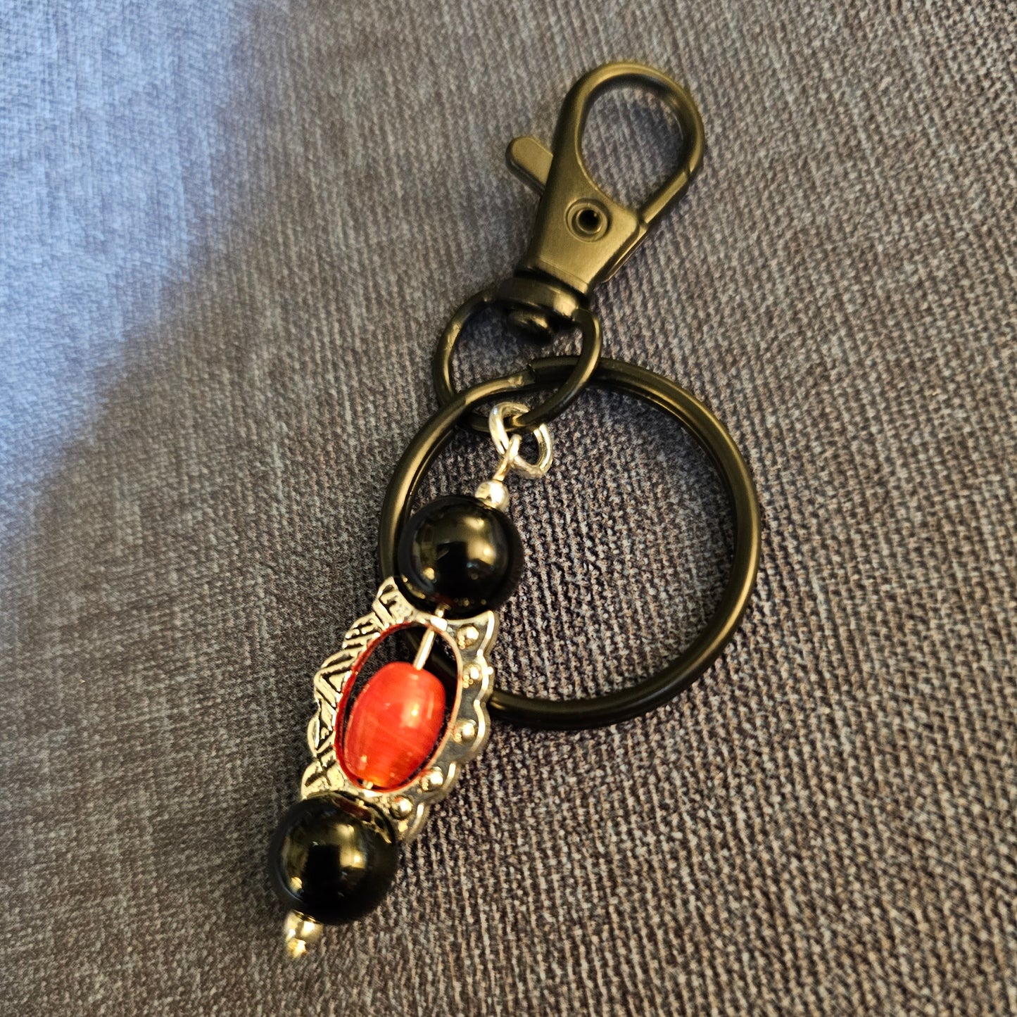 Orange and Black Keychain / Purse Charm