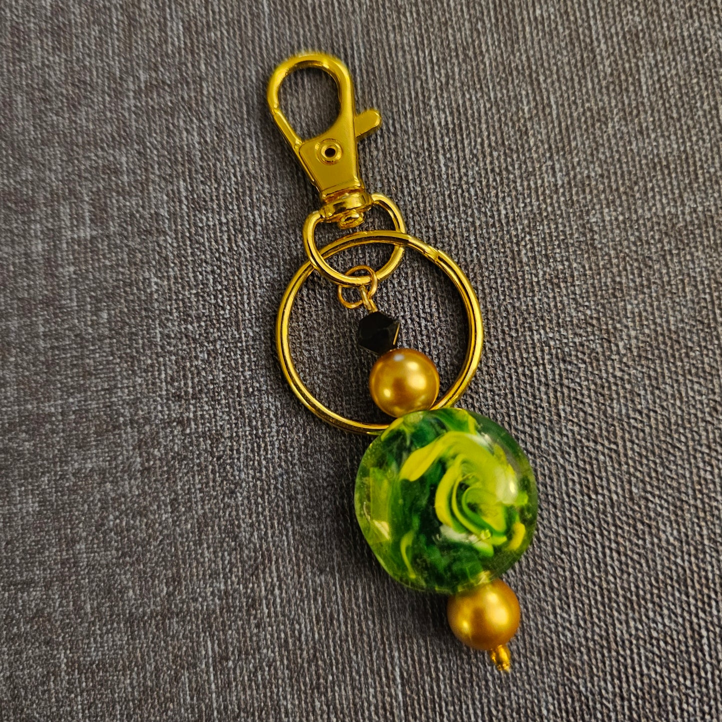 Green, Yellow, and Gold Keychain / Purse Charm