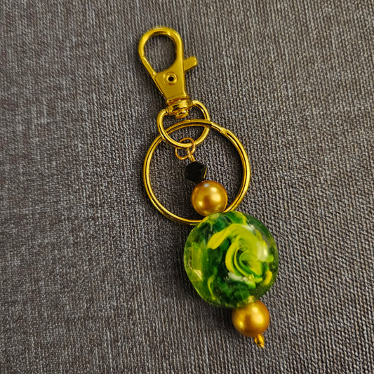 Green, Yellow, and Gold Keychain / Purse Charm