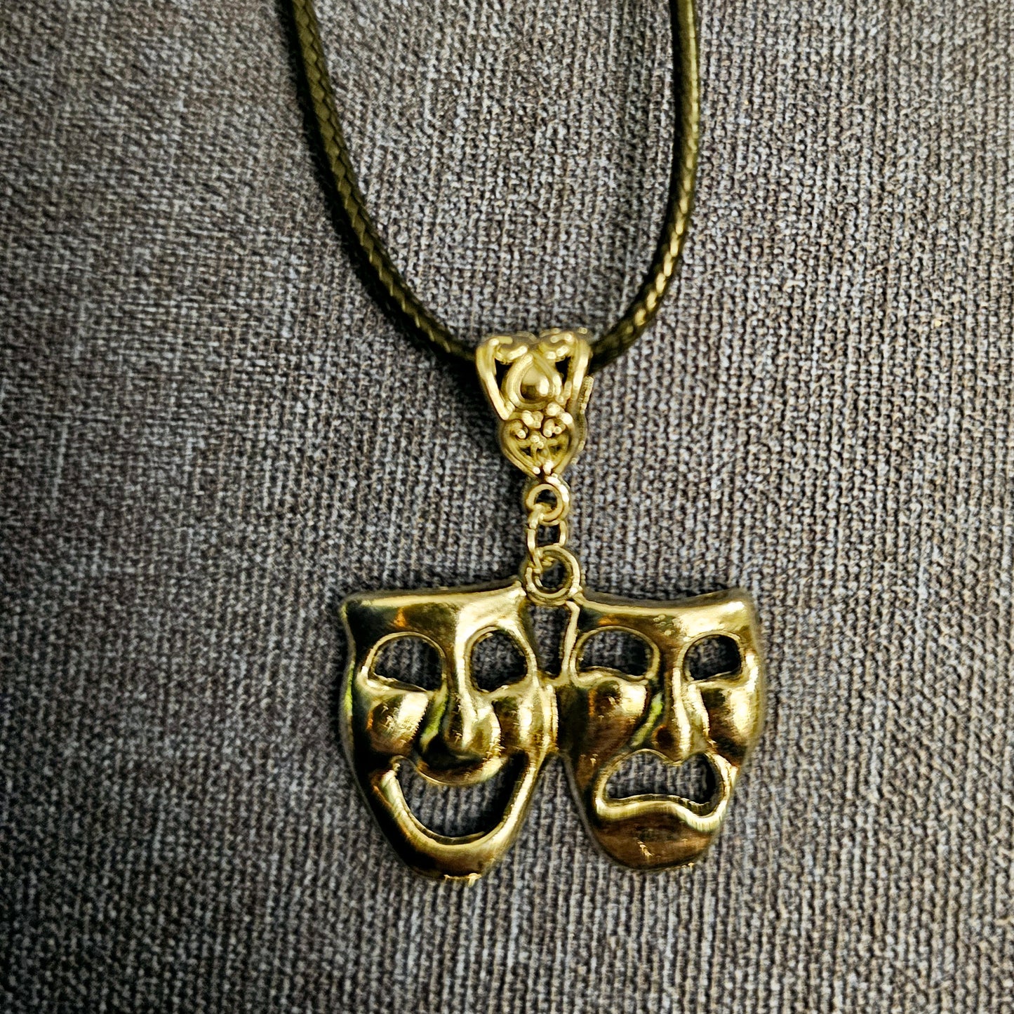 Silver Drama Mask Necklace