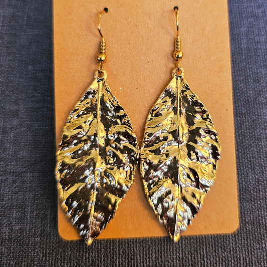 Gold Metal Leaf Earrings