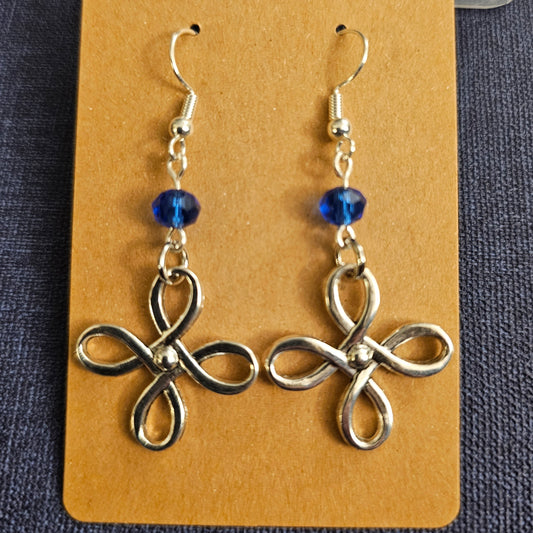 Blue and Silver Knot Dangle Earrings