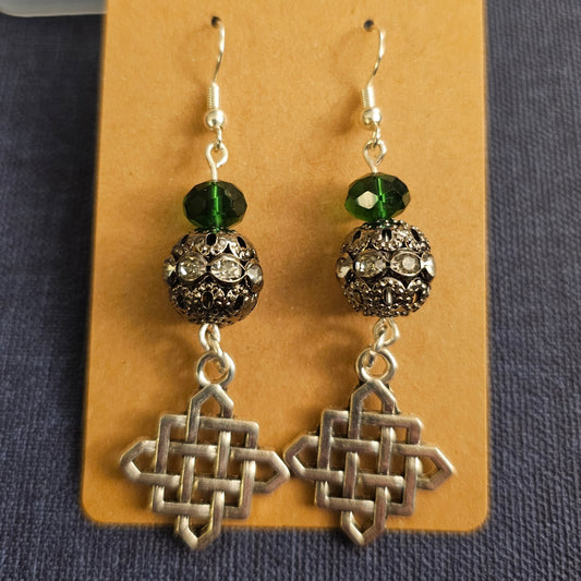 Green Sparkly Dangle Earrings