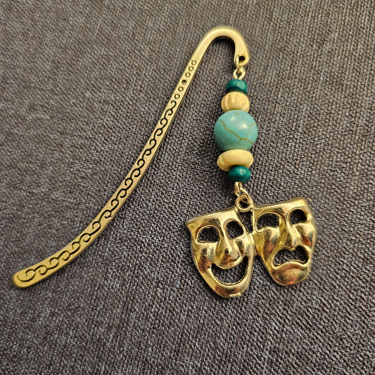 Turquoise and Silver Drama Mask Bookmark