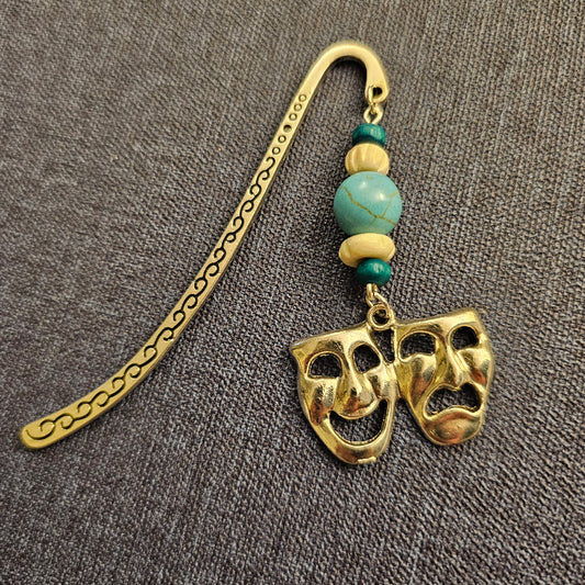 Turquoise and Silver Drama Mask Bookmark