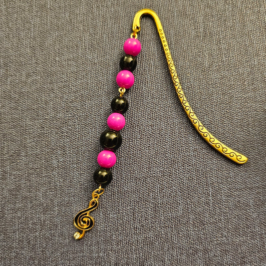 Pink and Black Music Note Bookmark