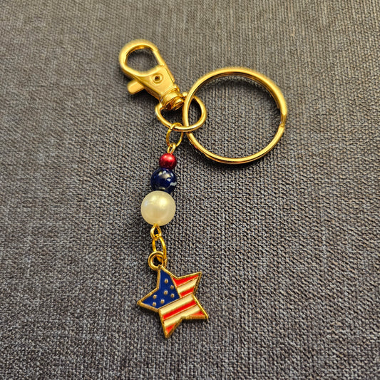 Star Shaped American Flag Keychain / Purse Charm 2