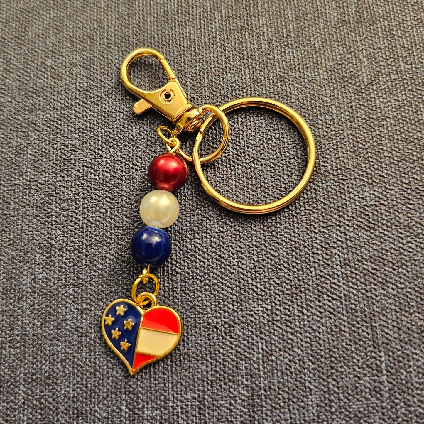 Heart Shaped American Flag Keychain / Purse Charm 2