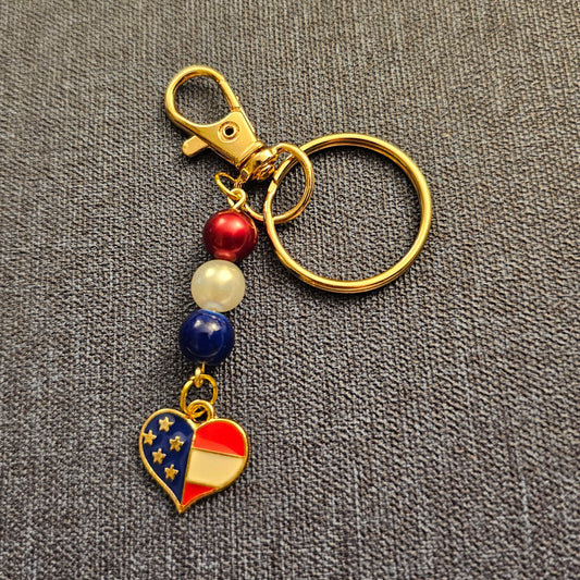 Heart Shaped American Flag Keychain / Purse Charm 2