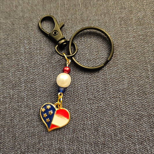 Heart Shaped American Flag Keychain / Purse Charm 3