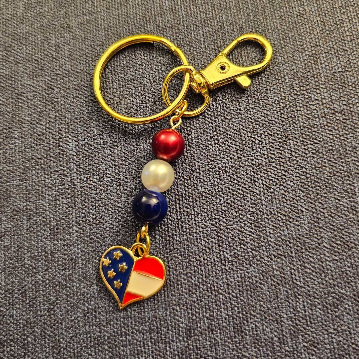 Heart Shaped American Flag Keychain / Purse Charm 1