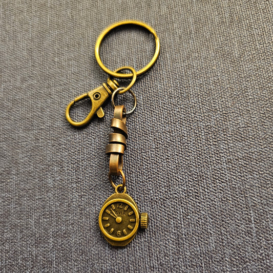 "Steampunk Pocketwatch" with Front and Back Decoration Keychain / Purse Charm