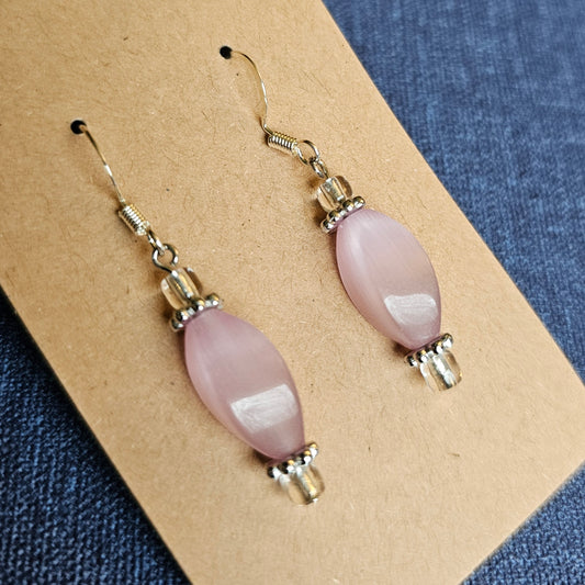 Pink and Silver Colored Earrings