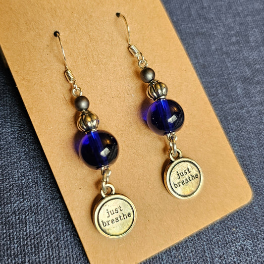 "Just Breathe" Blue and Silver Color Earrings