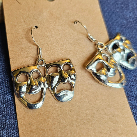 Comedy / Tragedy Drama Mask Earrings