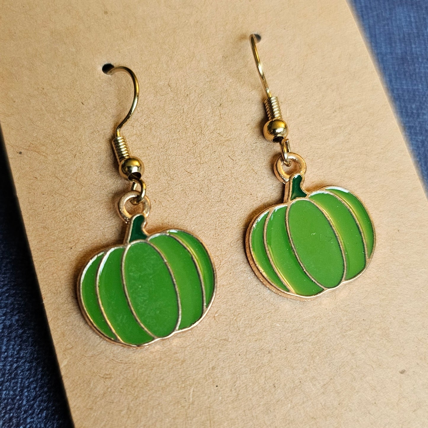 Green Enamel Pumpkin Earrings