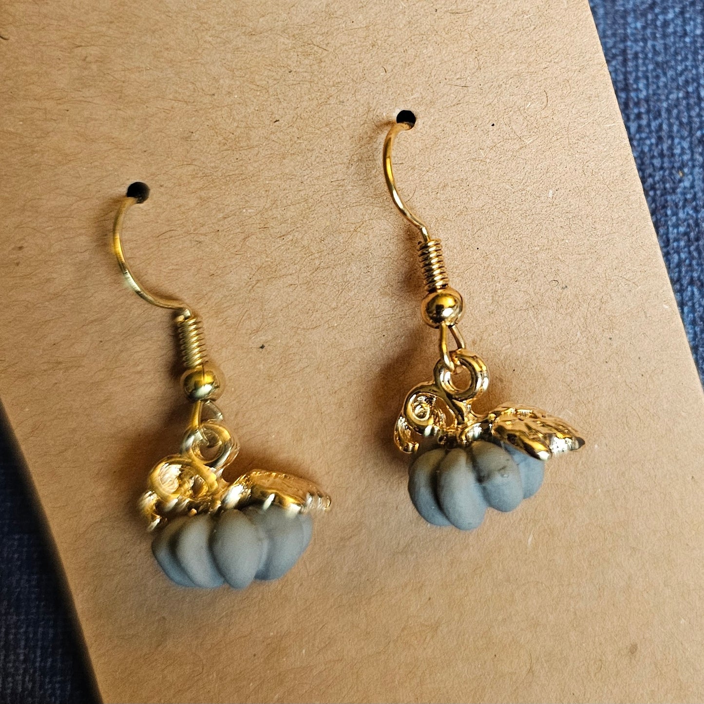 Neutral Gray Pumpkin Earrings