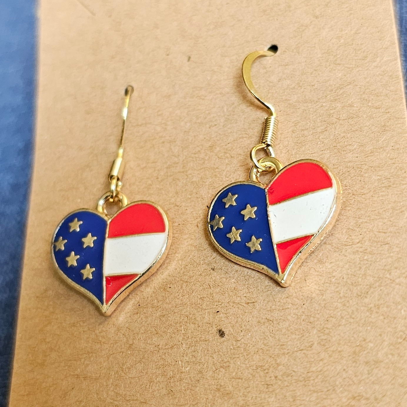 American Flag Heart Earrings