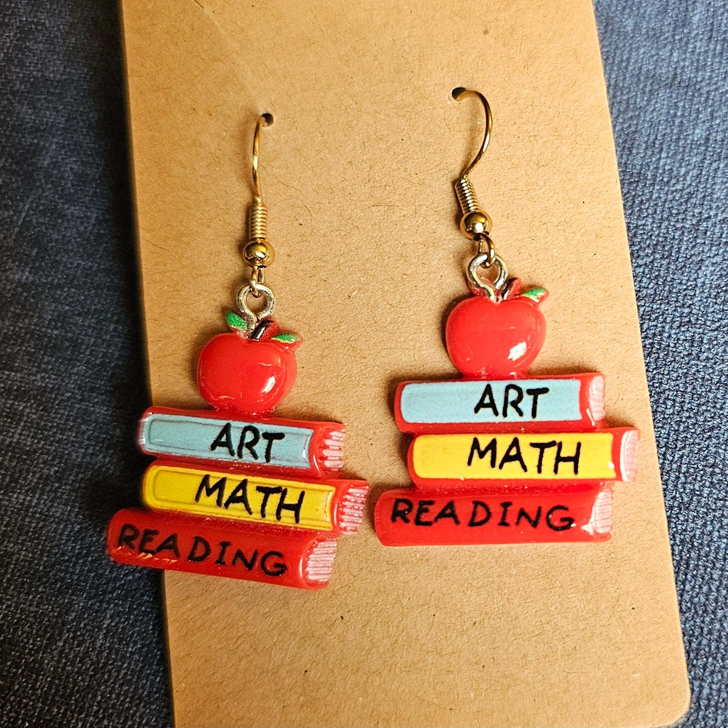 School Book Earrings (Gold Hook)