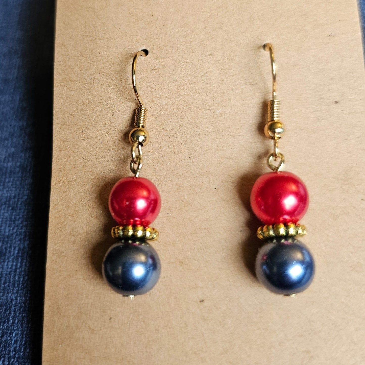 Metallic Red and Blue Earrings