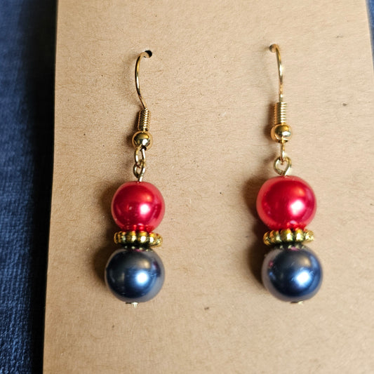 Metallic Red and Blue Earrings