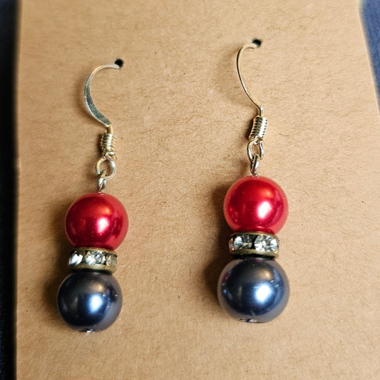 Metallic Red and Blue Earrings