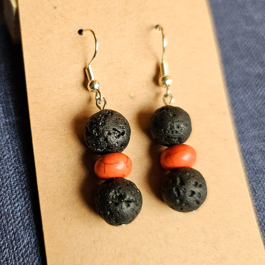 Orange and Black "School Spirit" Earrings