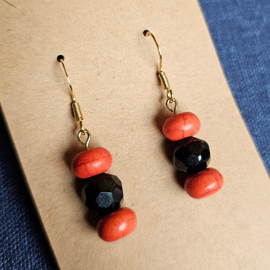 Orange and Black "School Spirit" Earrings