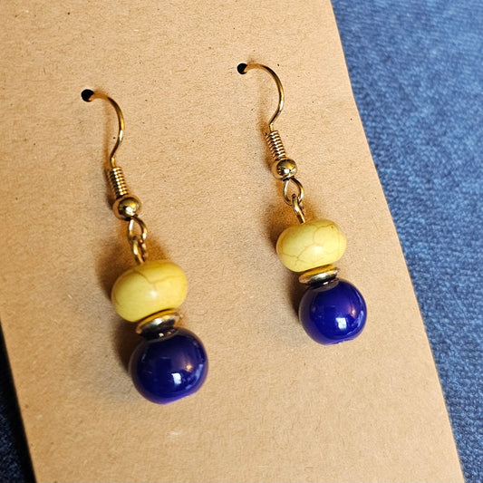 Blue and Gold "School Spirit" Earrings