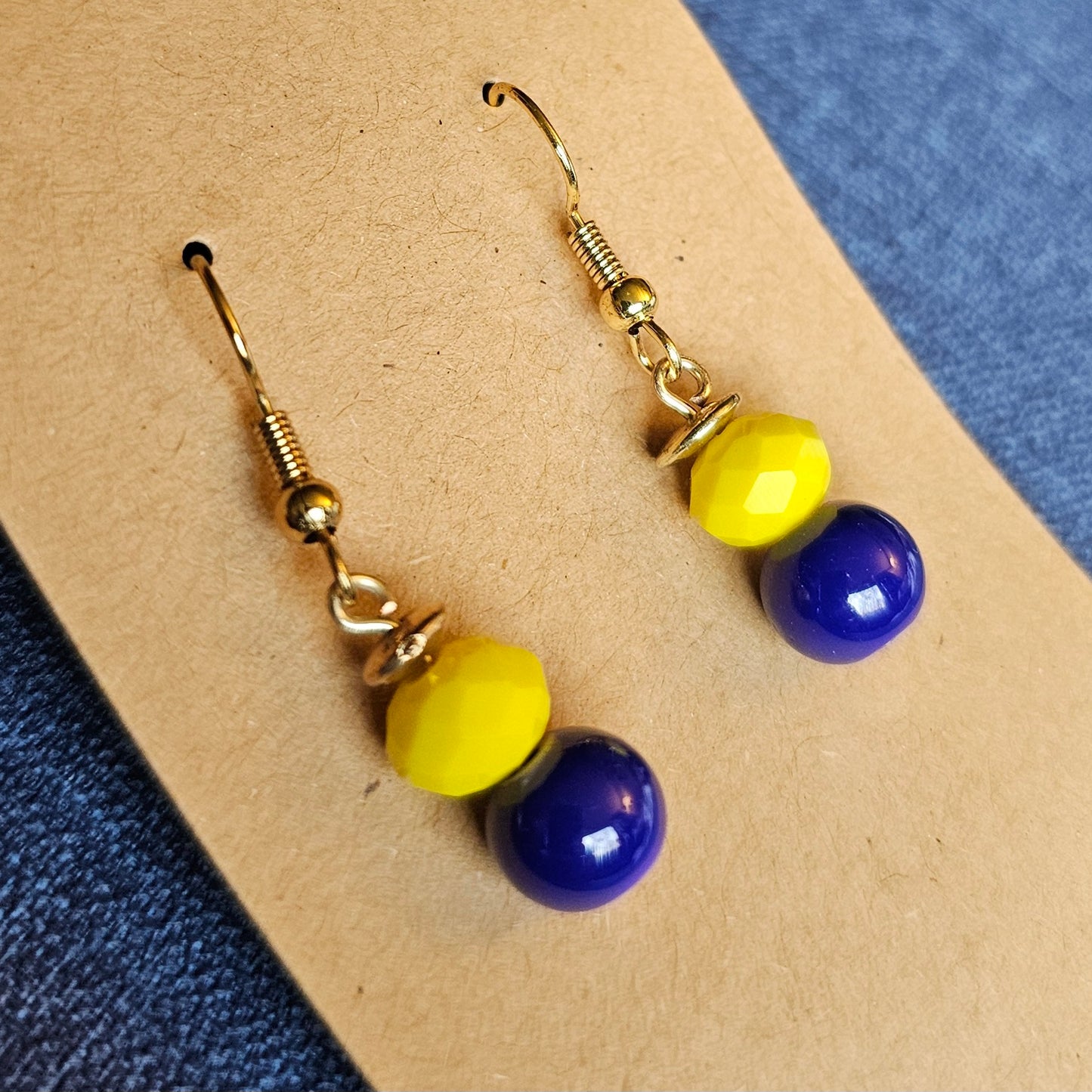 Blue and Gold "School Spirit" Earrings